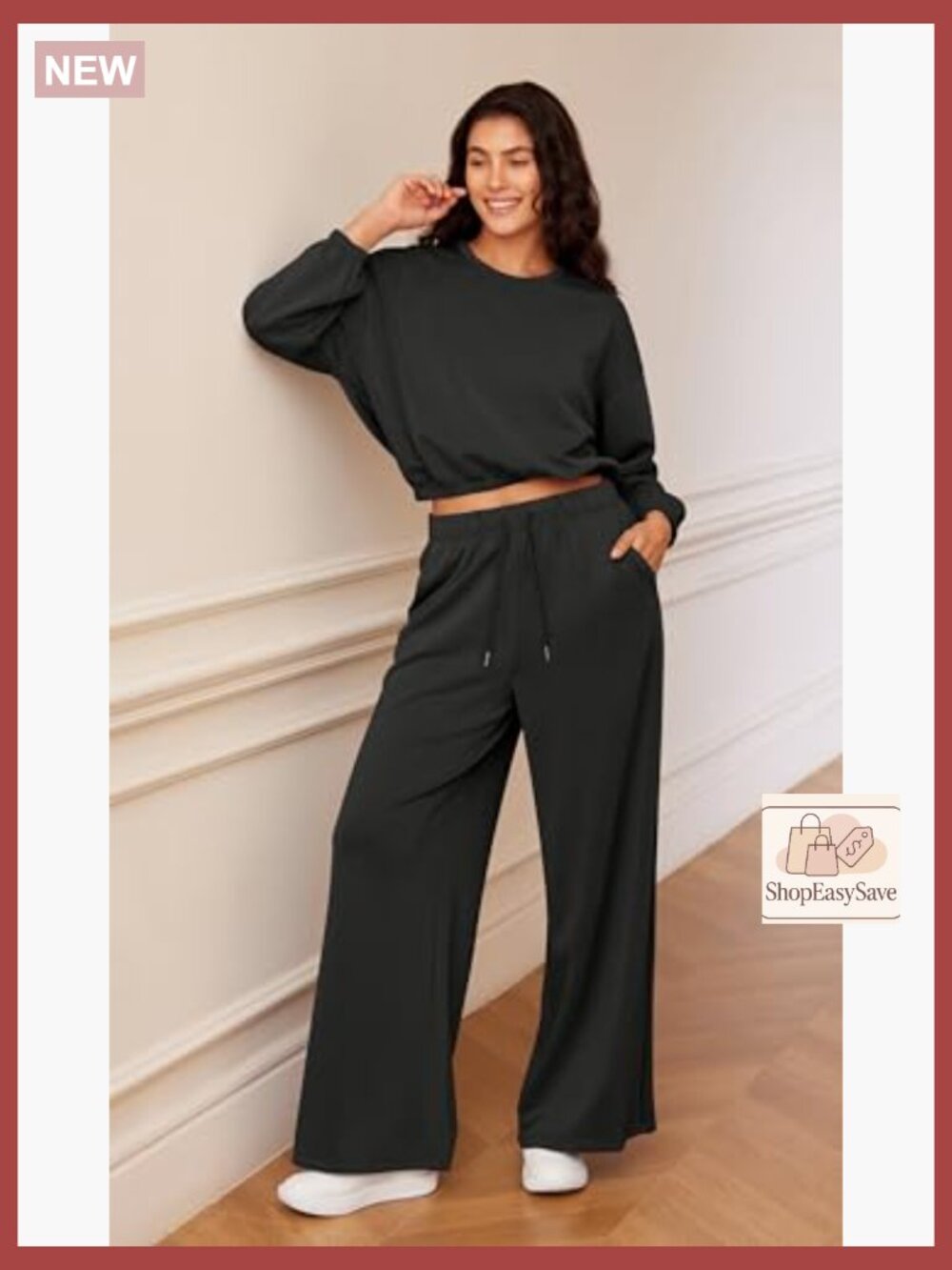 Ultra Soft Modal Extra Wide Leg Pants with Pockets Drawstring High Waist - Picture 2 of 7